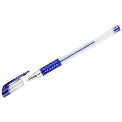 Ручка гелевая OfficeSpace синяя, 0,5мм, грип, игольчатый стержень, фото 1