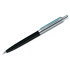 Ручка шариковая Berlingo &quot;Silver Arrow&quot; синяя, 1,0мм, корпус черный/хром, кнопочн., пластик. футляр, фото 1