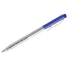 Ручка шариковая автоматическая OfficeSpace &quot;Simply&quot; синяя, 0,7мм, прозрачный корпус, штрихкод, фото 1