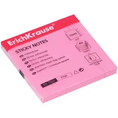 Самоклеящийся блок Erich Krause, 75*75мм, 80л, розовый неон, фото 1