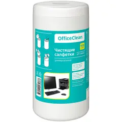 Салфетки чистящие влажные OfficeClean, универсальные, в тубе, 100шт., фото 1