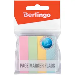 Флажки-закладки Berlingo 12*50мм, 100л*4 пастельных цвета, европодвес, фото 1