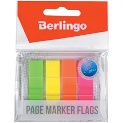 Флажки-закладки Berlingo 45*12 мм, 20л*4 неоновых цвета, в диспенсере, европодвес, фото 1