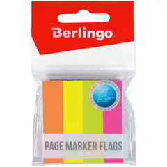 Флажки-закладки Berlingo, 12*50мм, 100л*4 неоновых цвета, фото 1