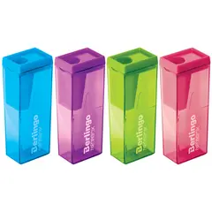 Точилка пластиковая Berlingo &quot;NeonBox&quot;, 1 отверстие, контейнер, ассорти, фото 1