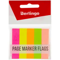 Флажки-закладки Berlingo, 50*12мм, бумажные, 50л*5 неоновых цветов, европодвес, фото 1