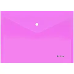 Папка-конверт на кнопке Berlingo &quot;Starlight&quot;, А4, 180мкм, прозрачная розовая, индив. ШК, фото 1