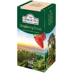 Чай Ahmad Tea &quot;Strawberry Cream&quot;, черный, с аром. клубники со сливками, 25 фольг. пакетиков по 1,5г, фото 1