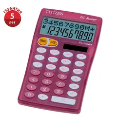 Калькулятор научный Citizen FC-100NPKCFS, 10 разр., двойное питание, 128*76*17мм, розовый, фото 1
