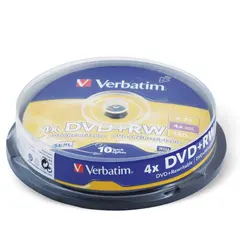 Диски DVD+RW (плюс) VERBATIM 4,7 Gb 4x, КОМПЛЕКТ 10 шт., Cake Box, 43488, фото 1