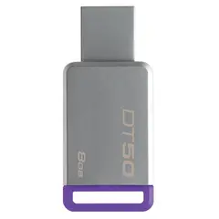 Флэш-диск 8 GB, KINGSTON DataTraveler 50, USB 3.0, металлический корпус, серебристый/фиолетовый, DT50/8GB, фото 1