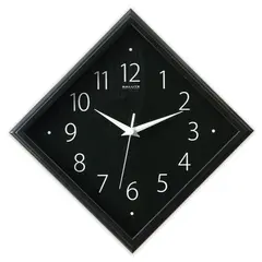 Часы настенные САЛЮТ П-2Е6-461, ромб, черные, черная рамка, 28х28х4 см, фото 1
