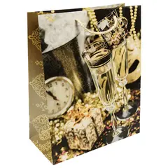 Пакет подарочный ламинированный, 26х32,4х12,7 см, &quot;Золотые бокалы&quot;, 140 г/м2, 75329, фото 1