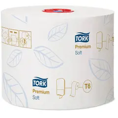 Бумага туалетная Tork &quot;Premium&quot;(Т6) 2-слойная, Mid-size рулон, 90м/рул, мягкая, тиснение, белая, фото 1