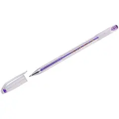 Ручка гелевая Crown &quot;Hi-Jell Metallic&quot; фиолетовая металлик, 0,7мм, фото 1