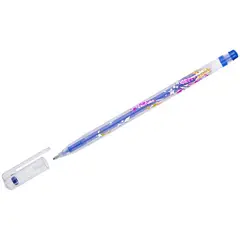 Ручка гелевая Crown &quot;Glitter Metal Jell&quot; синяя с блестками, 1,0мм, фото 1