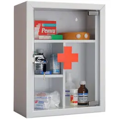 Аптечка для медикаментов Hilfe AMD-39G, со стеклом, 390*300*160мм, фото 1