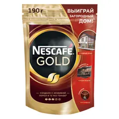 Кофе растворимый Nescafe &quot;Gold&quot;, сублимированный, с молотым, тонкий помол, мягкая упаковка, 190г, фото 1