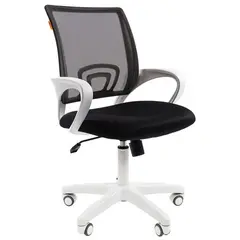 Кресло оператора Chairman 696 white, ткань черная/сетка черная, механизм качания, белый пластик, фото 1