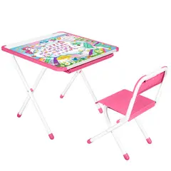Набор складной мебели №2-02 (стол + стул) ДЭМИ &quot;Единорог&quot;, розовый пластик, 2 группа, фото 1