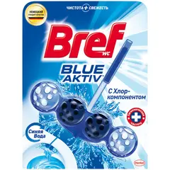 Подвесной блок для унитаза Bref &quot;Blue Activ, с хлор-компонентом, 50г, блистер, фото 1