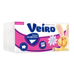Салфетки бумажные Veiro 1 слойн., 24*24см, белые, 200шт., фото 1