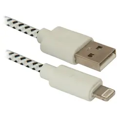 Кабель Defender ACH01-03T USB(AM) - Lightning(M), для Apple, в оплетке, 1м, белый, фото 1