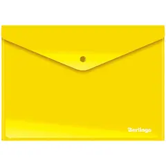 Папка-конверт на кнопке Berlingo, А4, 180мкм, непрозрачная, желтая, фото 1
