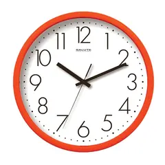 Часы настенные САЛЮТ П-2Б2.3-012, круг, белые, оранжевая рамка, 26,5х26,5х3,8 см, фото 1