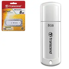 Флэш-диск 8 GB, TRANSCEND JetFlash 370, USB 2.0, белый, TS8GJF370, фото 1