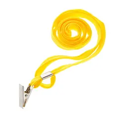 Шнурок для бейджей OfficeSpace, 45см, металлический клип, желтый, фото 1