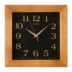 Часы настенные САЛЮТ ДС-2АА25-060, квадрат, черные, деревянная рамка, 31х31х4,5 см, фото 1