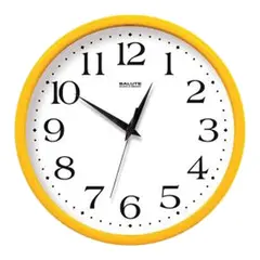Часы настенные САЛЮТ П-2Б2-015, круг, белые, желтая рамка, 26,5х26,5х3,8 см, фото 1