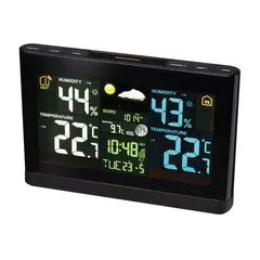 Метеостанция BRESSER, термодатчик, гигрометр, барометр, часы, будильник, черный, 73276, фото 1