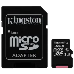 Карта памяти micro SDHC, 32 GB, KINGSTON Canvas Select, UHS-I U1, 80 Мб/сек. (class 10), адаптер, SDCS/32GB, фото 1