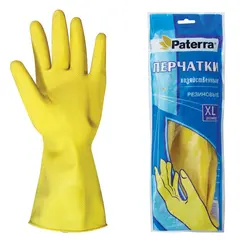 Перчатки хозяйственные резиновые PATERRA с х/б напылением, размер XL (очень большой), 402-396, фото 1