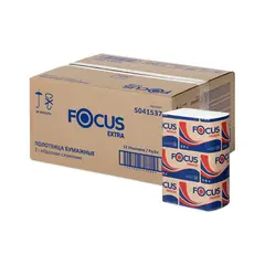 Полотенца бумажные лист. Focus Extra (Z-сл), 2-сл., 200л/пач. 20*24см, тисн., белые, фото 1