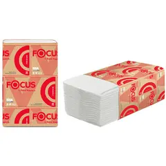 Салфетки бумажные диспенсерные Focus Premium (V-сл), 2-сл., 200л/пач. 16,8*23см, тисн., белые, фото 1