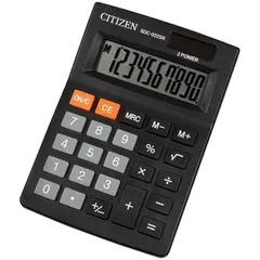 Калькулятор настольный Citizen SDC-022SR, 10 разр., двойное питание, 87*127*23мм, черный, фото 1