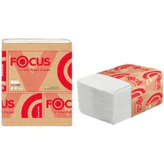 Бумага туалетная листовая Focus Premium(V-сл) 2-слойная, 250 лист/пач,  23*10,8 см, белая, фото 1