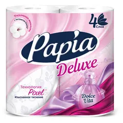 Бумага туалетная Papia Deluxe &quot;Dolce Vita&quot;, 4х-слойн., 4шт., ароматизир., фиолет тиснение, белый, фото 1