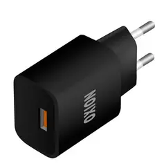 Зарядное устройство сетевое Oxion Quick Charge 3.0 (быстрая зарядка), 1xUSB, 18Watt, черный, фото 1