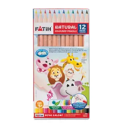 Карандаши цветные PENSAN (FATIH), 12 цветов, заточенные, некрашеный корпус, картонная упаковка, 33113, фото 1