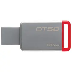Флэш-диск 32 GB KINGSTON DataTraveler 50 USB 3.0, металлический корпус, серебристый/красный, DT50/32GB, фото 1