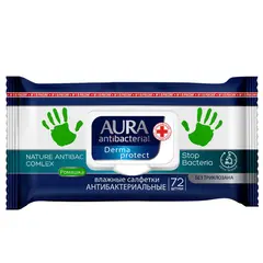 Салфетки влажные Aura Derma Protect, big-pack с крышкой, 15*20см, 72шт., антибакт. с ромашкой, фото 1
