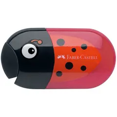 Точилка пластиковая с ластиком Faber-Castell &quot;Ladybug&quot;, 2 отверстия, контейнер, фото 1