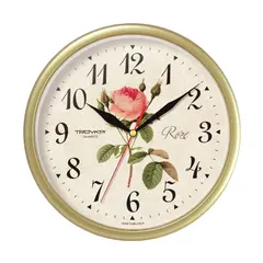 Часы настенные TROYKA 91971923, круг, с винтажным рисунком &quot;Roze&quot;, бежевая рамка, 23х23х4 см, фото 1