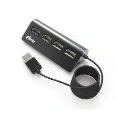 Хаб RITMIX CR-2400, USB 2.0, 4 порта, кабель 1 м, алюминиевый корпус, черный, 15118095, фото 1