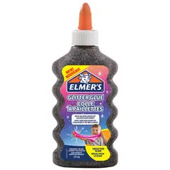 Клей канцелярский Elmers &quot;Glitter Glue&quot;, 177мл, для слаймов, черный, с блестками, прозрачный, фото 1