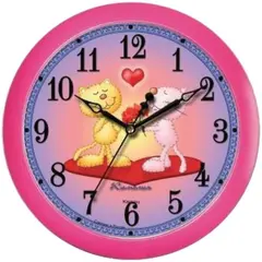 Часы настенные ход плавный, Камелия &quot;Кошки&quot;, круглые, 29*29*3,5, розовая рамка, фото 1